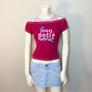 Vintage 2000s pink layered top by Jean Sport